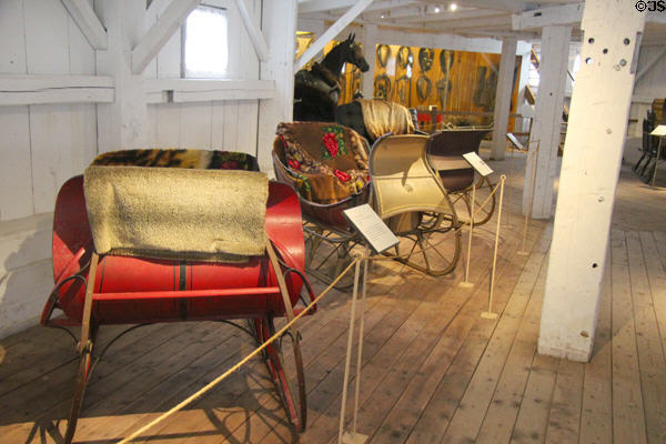 Collection of sleighs at Shelburne Museum. Shelburne, VT.