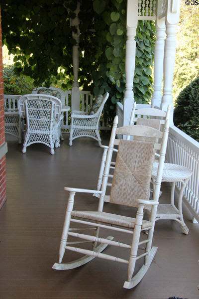 Porch rocking chair at Marsh-Billings-Rockefeller Mansion. Woodstock, VT.