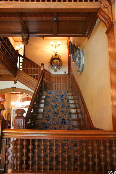 Foyer stairway at Marsh-Billings-Rockefeller Mansion. Woodstock, VT.