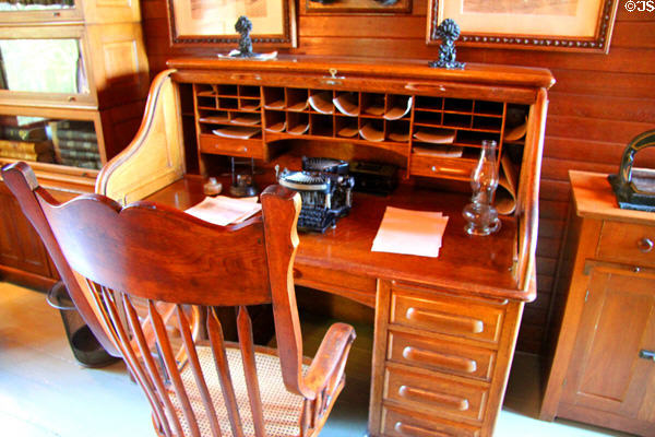 Office desk with cubbyholes in farm house at Billings Farm & Museum. Woodstock, VT.