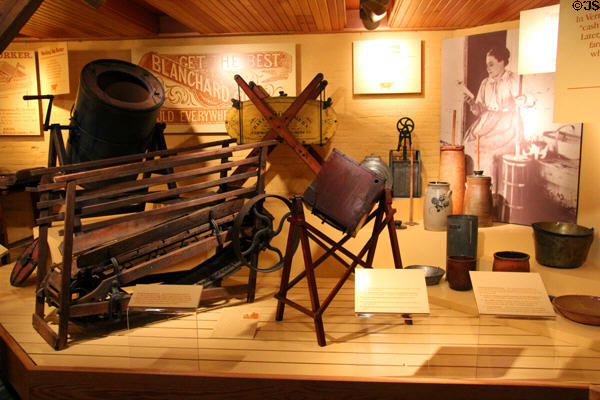 Butter making implements & display at Billings Farm & Museum. Woodstock, VT.