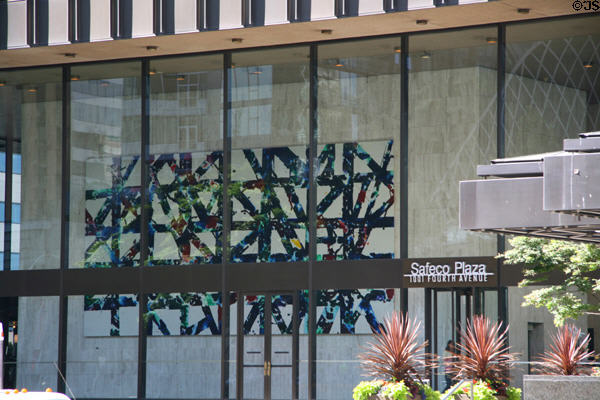 Ground floor art & windows of Safeco Plaza. Seattle, WA.