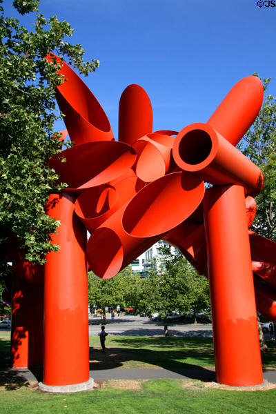 Sculpture Olympic Iliad (1984) by Alexander Lieberman near Space Needle. Seattle, WA.
