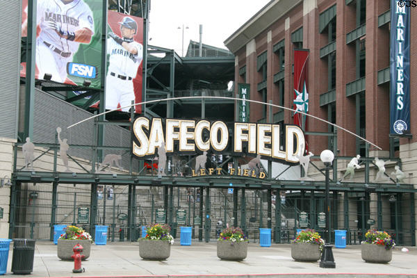 Safeco Field baseball decorations (1999) (1516 First Ave. S.). Seattle, WA. Architect: NBBJ 360 Architecture.