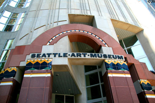 Entrance arch of Seattle Art Museum. Seattle, WA.