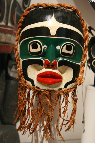 Woman giving birth wooden first nations mask (c1940) by Mungo Martin (Nakapankam) of Fort Rupert at Seattle Art Museum. Seattle, WA.