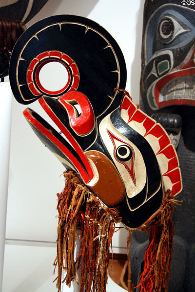 Northwest Coast native wooden mask of Crooked Beak (c1940) by Willie Seaweed of Blunden Harbour at Seattle Art Museum. Seattle, WA.