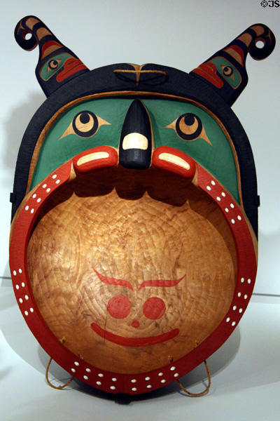 Northwest Coast native wooden feast dish of Crooked Beak (1994) by Calvin Hunt (Tlasutiwalis) of Fort Rupert at Seattle Art Museum. Seattle, WA.