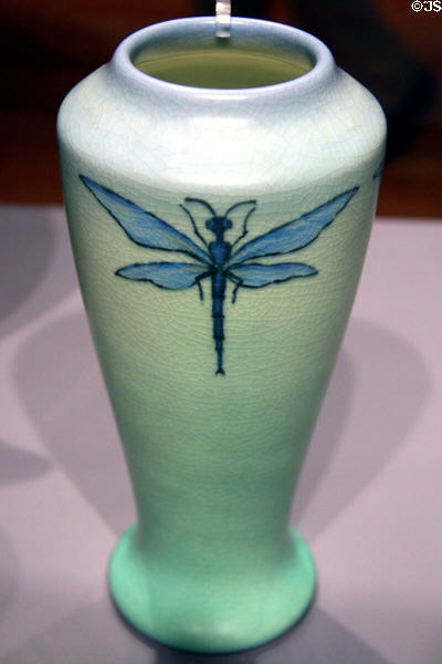 Rookwood Pottery Vase with damselfly (1906) by Sallie Coyne in American collection of Seattle Art Museum. Seattle, WA.