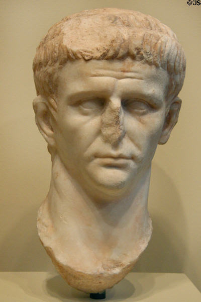 Marble portrait head of Emperor Claudius (54-68) at Seattle Art Museum. Seattle, WA.
