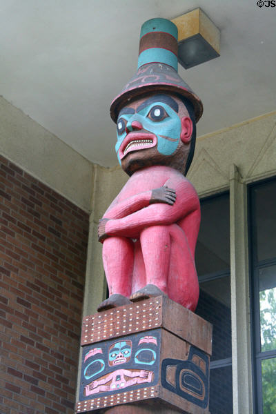 Replica of Tlingit Mortuary Pole (19th C & 1972) at Burke Museum of University of Washington. Seattle, WA.