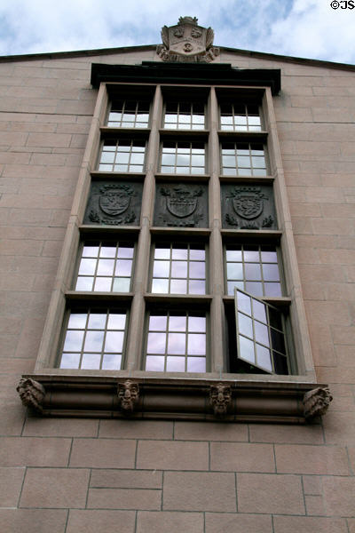 Detail of window panels on Gerberding Hall at University of Washington. Seattle, WA.