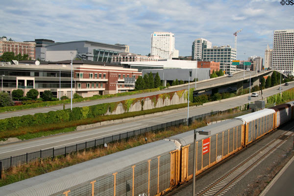 Rails & roads against Tacoma Convention & Trade Center. Tacoma, WA.