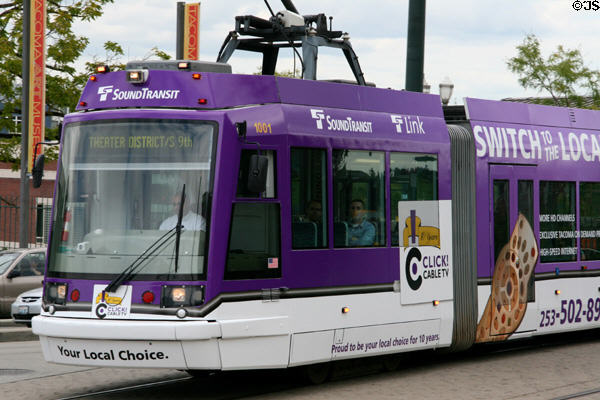 SoundTransit streetcar in purple. Tacoma, WA.