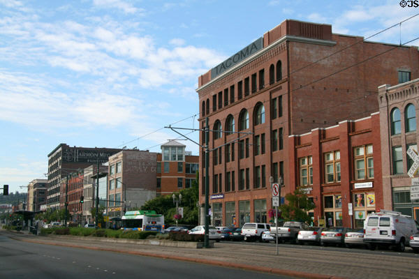 Tacoma Warehouse District with F.S. Harmon Furniture Manufacturing Co. thru Garretson, Woodruff, & Pratt Co. buildings, now University of Washington, Tacoma. Tacoma, WA.