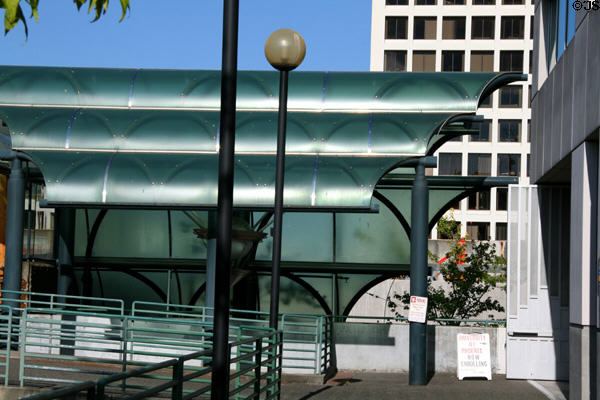 Pedestrian shelters off Broadway in Tacoma. Tacoma, WA.