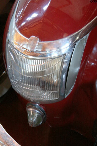 Square headlight of Graham Custom Supercharged (1938) at LeMay Museum. Tacoma, WA.