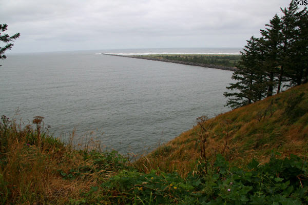 View of Pacific Ocean from Lewis & Clark Interpretive Center at Cape Disappointment. Ilwaco, WA.