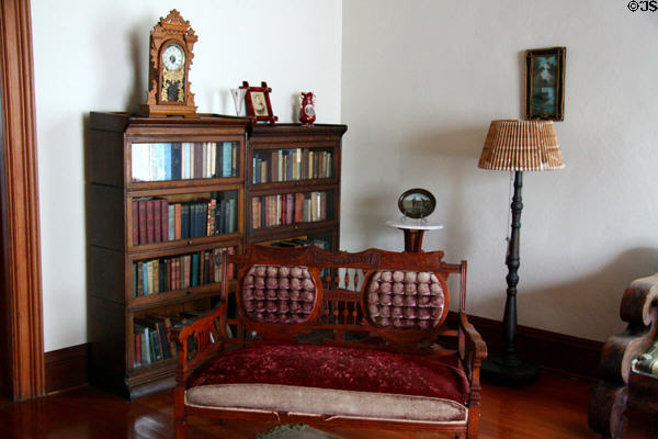 Settee in library of Hovander Homestead house. Ferndale, WA.
