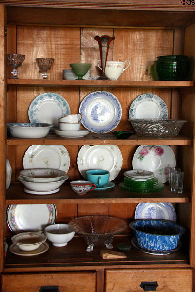 China & glass in kitchen of Hovander Homestead house. Ferndale, WA.