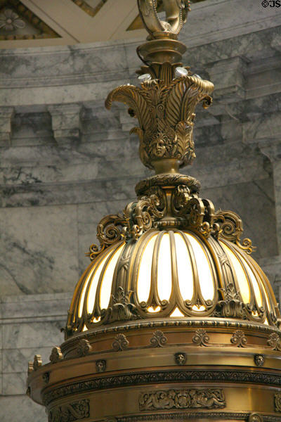 Detail of Tiffany bronze lantern in Rotunda of Washington State Capitol. Olympia, WA.