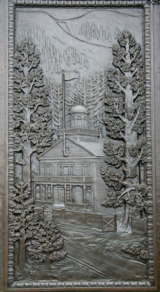 Panel of early public building on bronze doors (1928) of Washington State Capitol. Olympia, WA.