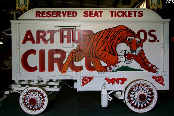 Arthur Brothers Circus ticket wagon with tiger painting at Circus World Museum. Baraboo, WI.