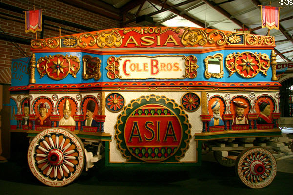 Antique Asia wagon of Cole Bros. circus at Circus World Museum. Baraboo, WI.