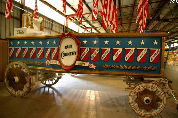 Barnum & Bailey Our Country American states circus wagon at Circus World Museum. Baraboo, WI.