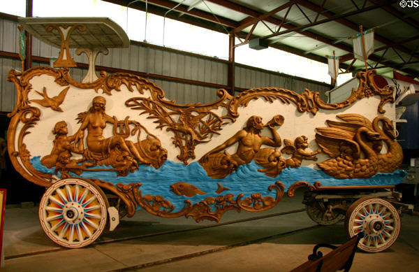 Swan circus bandwagon with Neptune & companions (c1905) by Moeller Bros. wagon builders of Baraboo. Baraboo, WI.