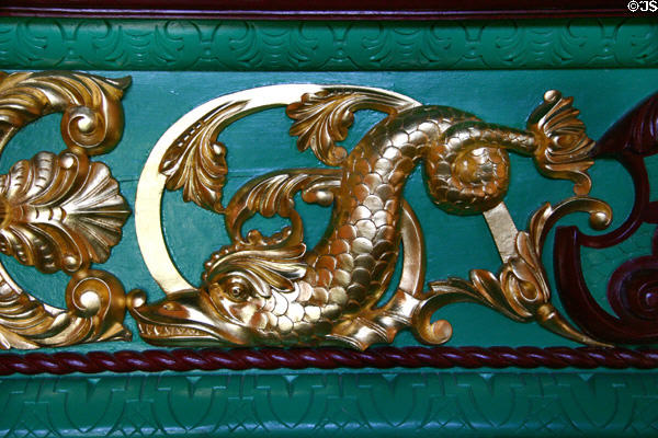 Dolphin detail on Hanneford's Grand Circus wagon at Circus World Museum. Baraboo, WI.