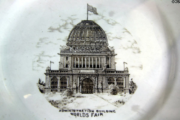 Plate (1893) with Administration Building of Chicago World's Fair at Columbus Museum. Columbus, WI.
