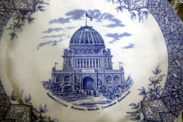 Plate (1893) with Administration Building of Chicago World's Fair at Columbus Museum. Columbus, WI.