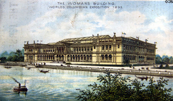 Print (1893) with Woman's Building of World's Columbian Exposition at Columbus Museum. Columbus, WI.