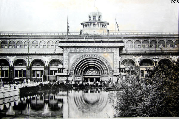 Print (1893) of Louis Sullivan's Transportation Building at World's Columbian Exposition at Columbus Museum. Columbus, WI.