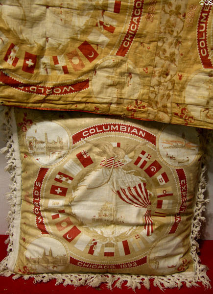 Souvenir pillow from World's Columbian Exposition (1893) at Columbus Museum. Columbus, WI.
