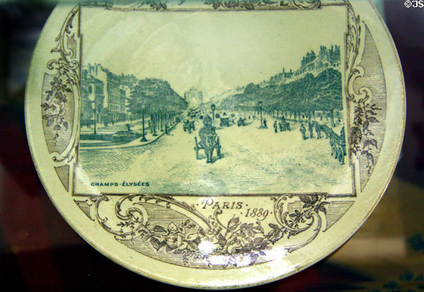 Plate with Champs-Élysées in Paris (1889) at Columbus Museum. Columbus, WI.