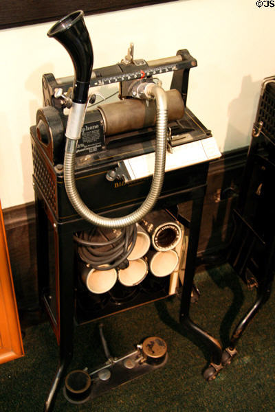 Antique Dictaphone with wax cylinders in museum of Farmer's & Merchant's Union Bank. Columbus, WI.