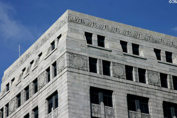 Detail of stonework on central section of State Office Building. Madison, WI.