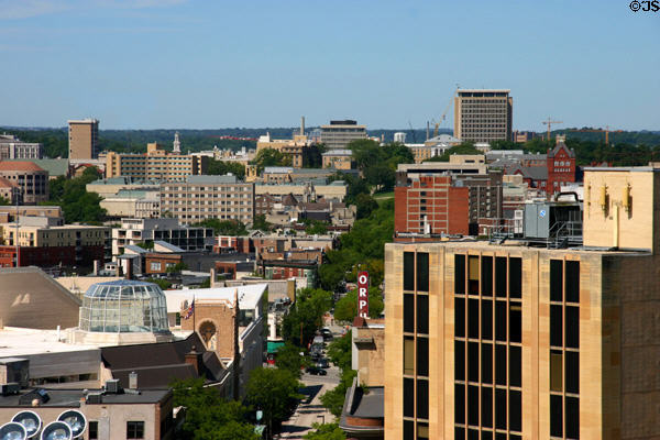 View along State St. from State Capitol dome to University of Wisconsin-Madison. Madison, WI.