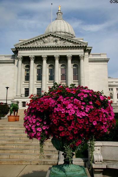 Flowers around Wisconsin State Capitol. Madison, WI.