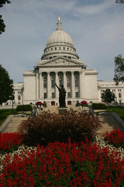 Town side approach to Wisconsin State Capitol. Madison, WI.