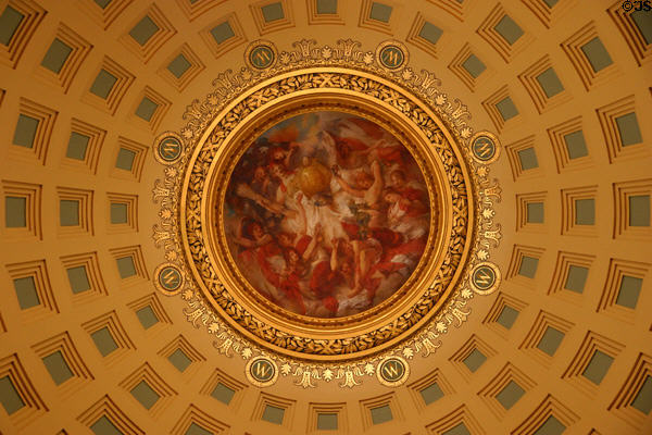 Mural at apex of dome in Wisconsin State Capitol. Madison, WI.