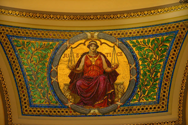 Justice mosaic in rotunda of Wisconsin State Capitol. Madison, WI.