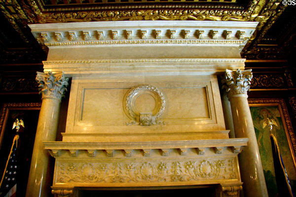 Fireplace of Governor's Reception Room in Wisconsin State Capitol. Madison, WI.