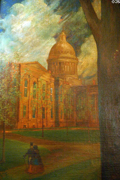 Painting of second Madison capitol which burned in 1904 by Hugo Ballin in Governor's Reception Room in Wisconsin State Capitol. Madison, WI.