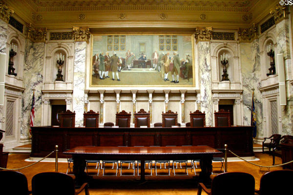 Supreme Court Chamber in Wisconsin State Capitol. Madison, WI.
