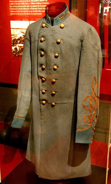 Confederate officer's frock coat at Wisconsin Veterans Museum. Madison, WI.