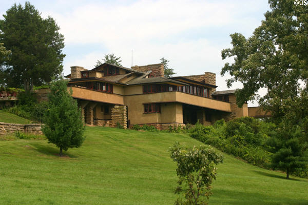 Taliesin (1911) home of America's famous architect was named after a Welsh poet. WI. Architect: Frank Lloyd Wright. On National Register.