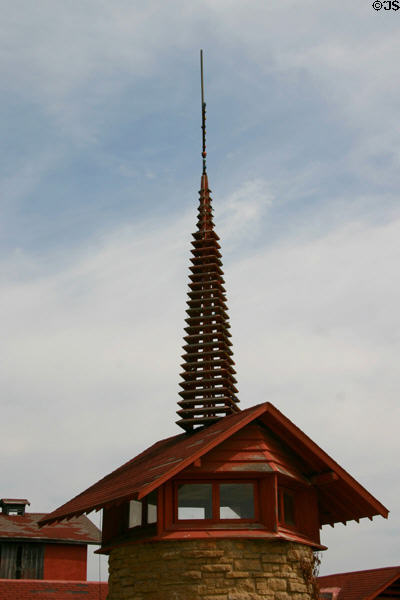 Wright's lattice tower top on Midway Barn at Taliesin. WI.
